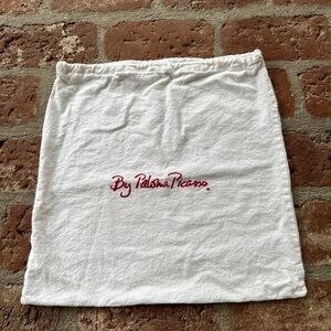 Vintage Paloma Picasso white & red drawstring cotton purse handbag dust Bag